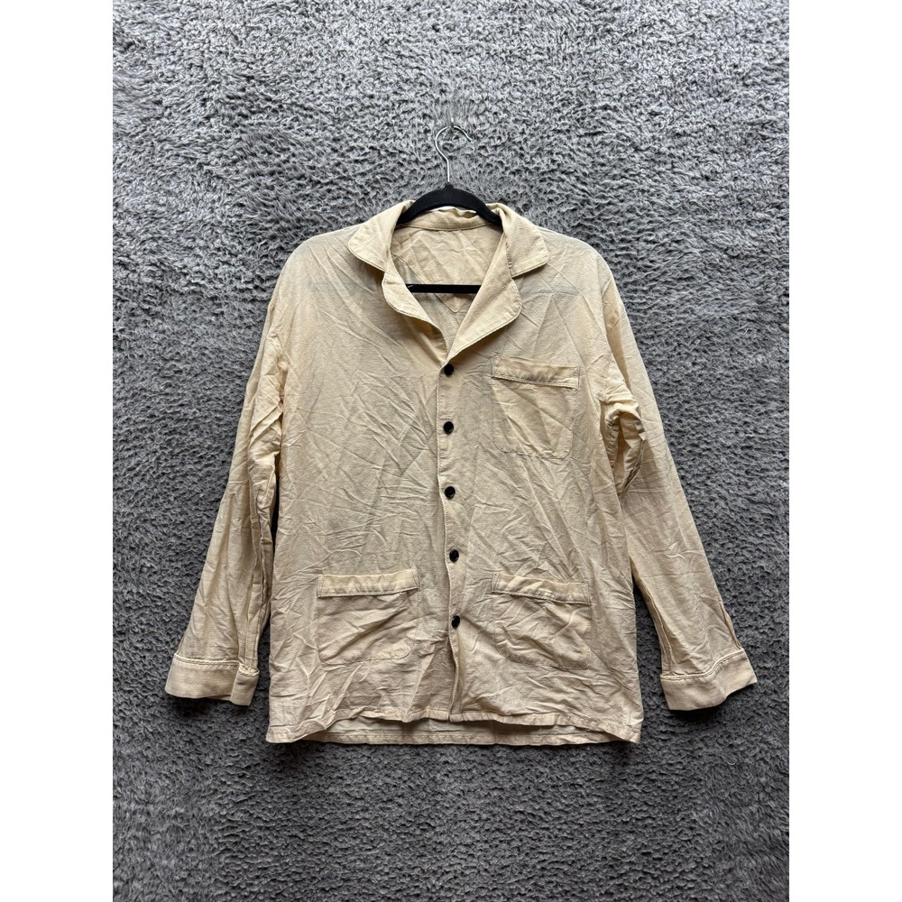 Creatures Of Comfort Cotton-Blend Button Up Long Sleeve Shirt Beige Women Size 4